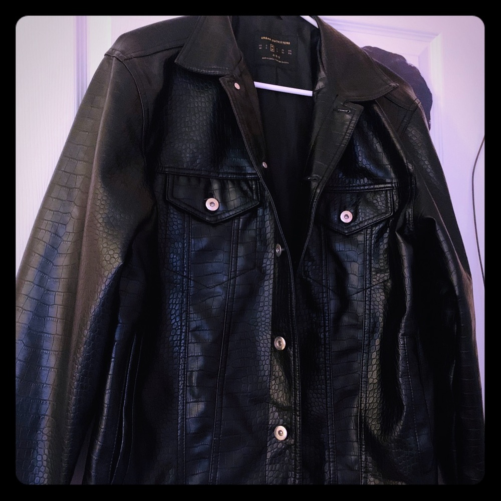 MENS croc print vegan leather jacket